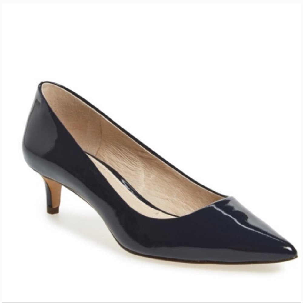 Louise et Cie Jacoba Kitten Heel Pump Navy Patent Leather Size 8 Shoes